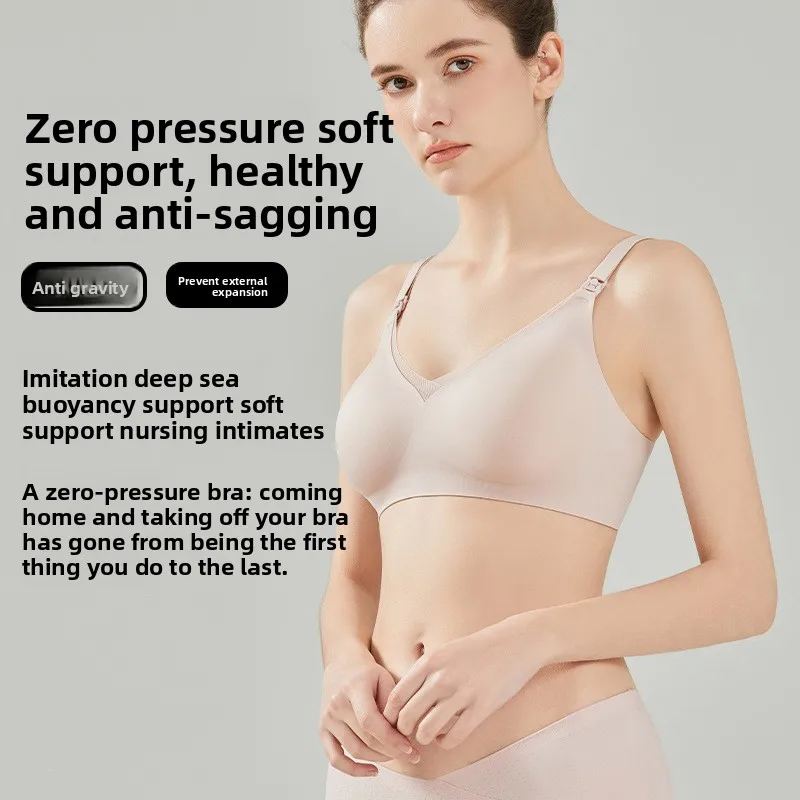 Nursing Bra Sleep - เสื้อชั้นในให้นมบุตรแบบไนลอนสำหรับคุณแม่หลังคลอด ป้องกันการหย่อนคล้อย รองรับการให้นมบุตร ชุดชั้นในไร้ตะเข็บ เสื้อกล้ามสำหรับนอน
