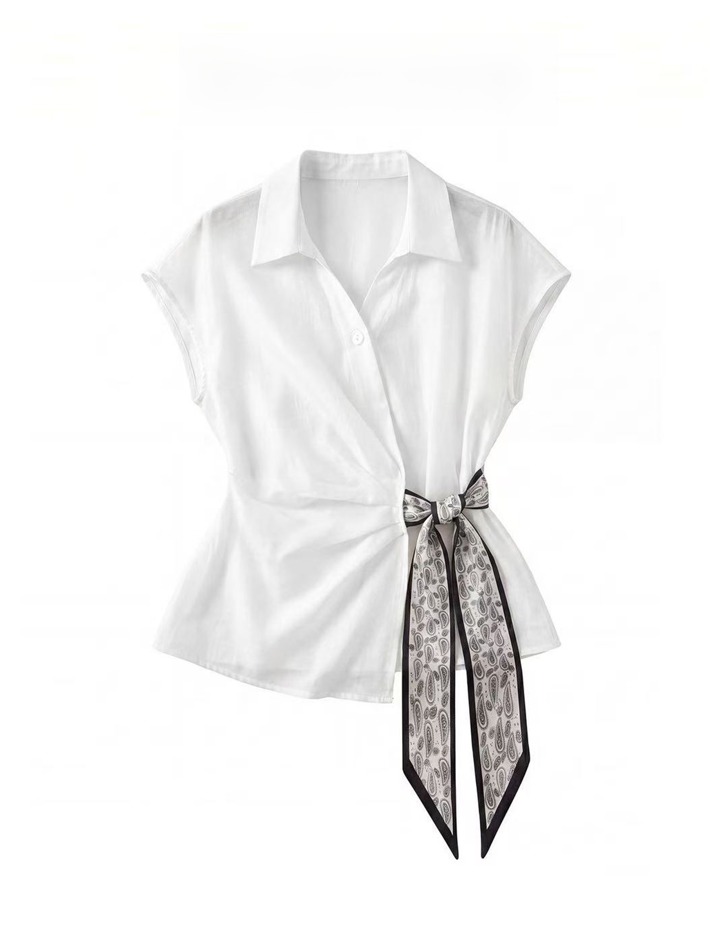 เสื้อเชิ้ตแขนสั้นสีขาวหรูหราสำ - Corset Waist Cinch บทวิจารณ์และราคา